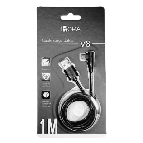 CABLE V8 1M 2.1 AMP 1HORA NEGRO