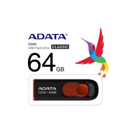 MEMORIA FLASH ADATA C008 64GB USB 2.0 NEGRO/ROJO (AC008-64G-RKD)