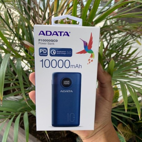 POWER BANK ADATA AZUL 10 000MAH CON PANTALLA USB C AP10000QCD-DGT-CDB