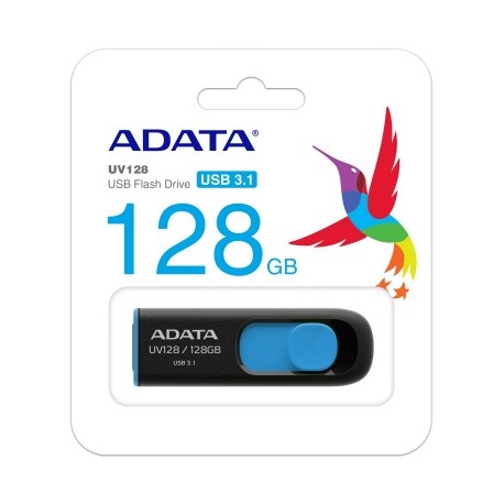 MEMORIA FLASH ADATA UV128 128GB USB 3.0 NEGRO/AZUL (AUV128-128G-RBE)