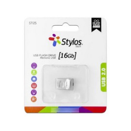 MEMORIA USB STYLOS 16GB FLASH 2.0 PLATA METAL MINI (STMUS42S)