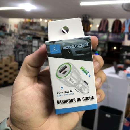 CARGADOR AUTO ENCENDEDOR USB CARGA RÁPIDA QC3.0+PD TIPO C