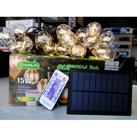 SERIE DE LUCES 15W IP45 25 FOCOS SOLAR