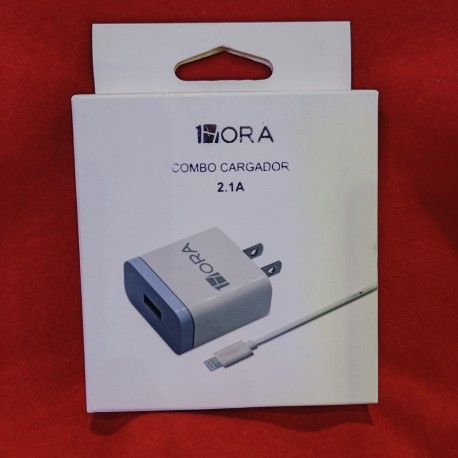 CUBO Y CABLE 1HORA IPHONE 2.1A GAR 114