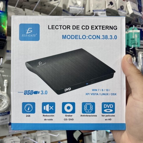 LECTOR Y GRABADOR DE DVD/CD EXTERNA USB 3.0 CON38 3.0