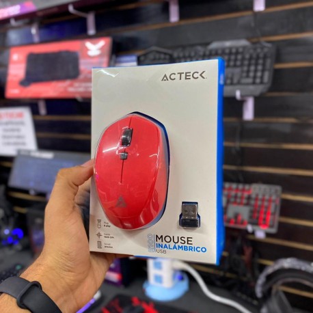 MOUSE CONFORTABLE OPTIMIZE MI440 INALAMBRICO 2.4 GHZ 8001600 DPI 3 NVLS 3 BOT ROJO  ACTECK AC916479