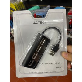 HUB USB 4 PUERTOS USB 2.0 PORT X DH210 COMPACTO Y PORTATIL NEGRO  ACTECK AC923064