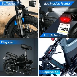 Bicicleta Electrica Plegable Ajustable Llantas 14 Pulgadas