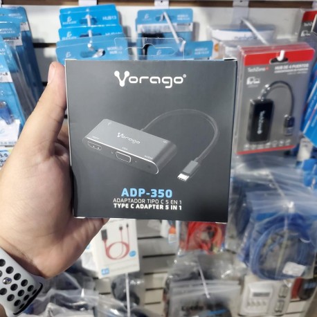 CONVERTIDOR VORAGO 5 EN 1 USB TIPO C A HDMI,VGA,USB 3.