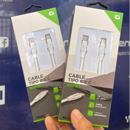 CABLE USB C MM BIWIRE 1 MT BLANCO MOBIFREE MB923705