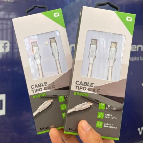 CABLE USB C MM BIWIRE 1 MT BLANCO  MOBIFREE MB923705