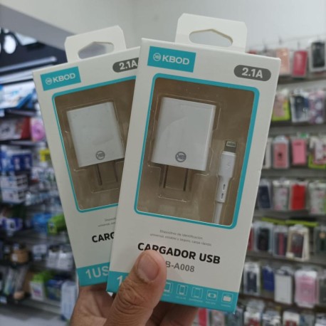 CARGADOR USB IOS 2.1A 1MT KBOD KB-A008IP