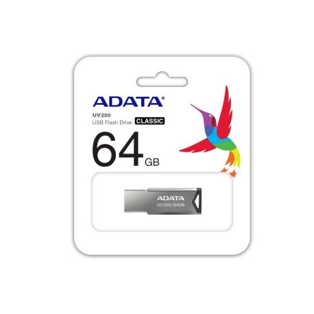 MEMORIA FLASH ADATA UV250 64GB USB 2.0 PLATA (AUV250-64G-RBK)