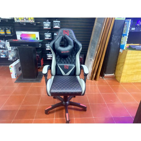 SILLA GAMER INCLINACION RESPALDO 145° GRIS / ROJO Y NEGRO / AZUL