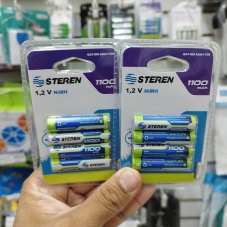 PAQUETE DE 4 PILAS RECARGABLES DE ALTA CAPACIDAD AA 1300 MAH STEREN