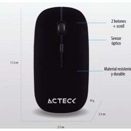 Mouse Acteck Óptico ENTRY 200, Inalámbrico, USB, 1200DPI, Negro