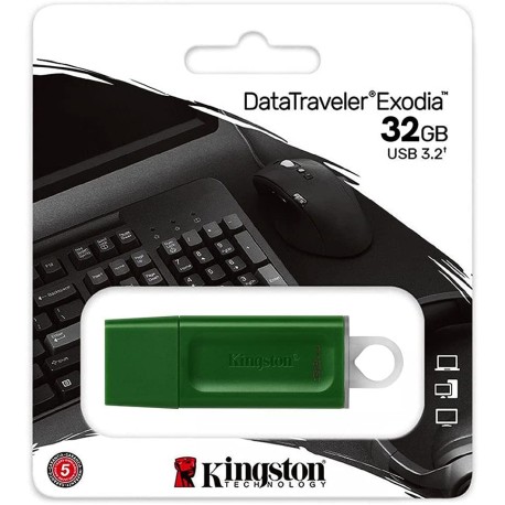 MEMORIA FLASH KINGSTON 32 GB USB 3.2 GEN 1 COLOR VERDE (KC-U2G32-7GG)