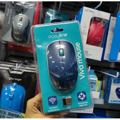 MOUSE INALÁMBRICO 1000 DPI VIVA AZUL EASYLINE EL-995128