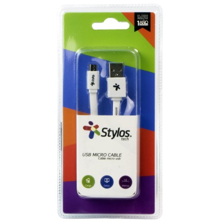 CABLE V8 1M STYLOS  NEGRO Y BLANCO  2529   2512