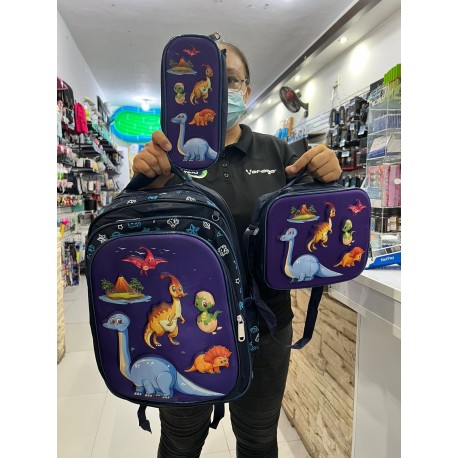 MOCHILA INFANTIL CON ESTUCHERA/LONCHERA/LUCES NIÑO/NIÑA