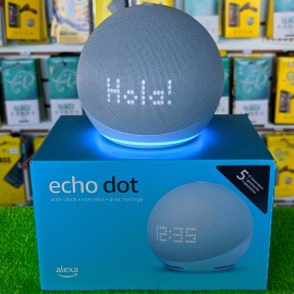 BOCINA INTELIGENTE ALEXA ECHO DOT CON RELOJ 5TA GEN AZUL