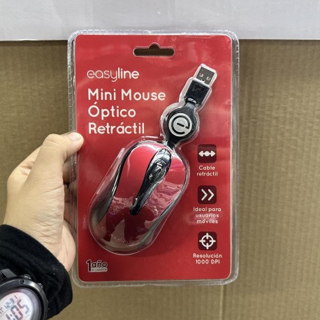 MINI MOUSE OPTICO RETRACTIL ROJO EASY LINE MS779