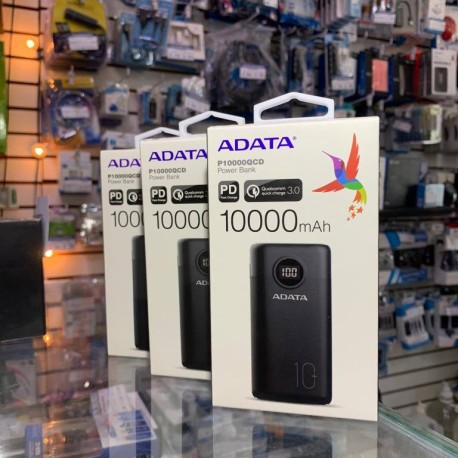 POWER BANK ADATA NEGRO 10 000MAH CON PANTALLA USB C AP10000QCD-DGT-CBK