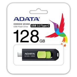 MEMORIA FLASH ADATA TIPO C UC300 128GB NEGRO CON VERDE