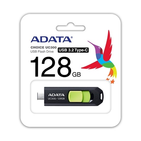 MEMORIA FLASH ADATA TIPO C UC300 128GB NEGRO CON VERDE