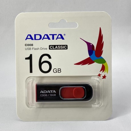 MEMORIA FLASH ADATA C008 16GB USB 2.0 NEGRO/ROJO (AC008-16G-RKD)