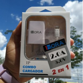 CUBO Y CABLE 1 HORA IPHONE 2.0A BLANCO GAR088